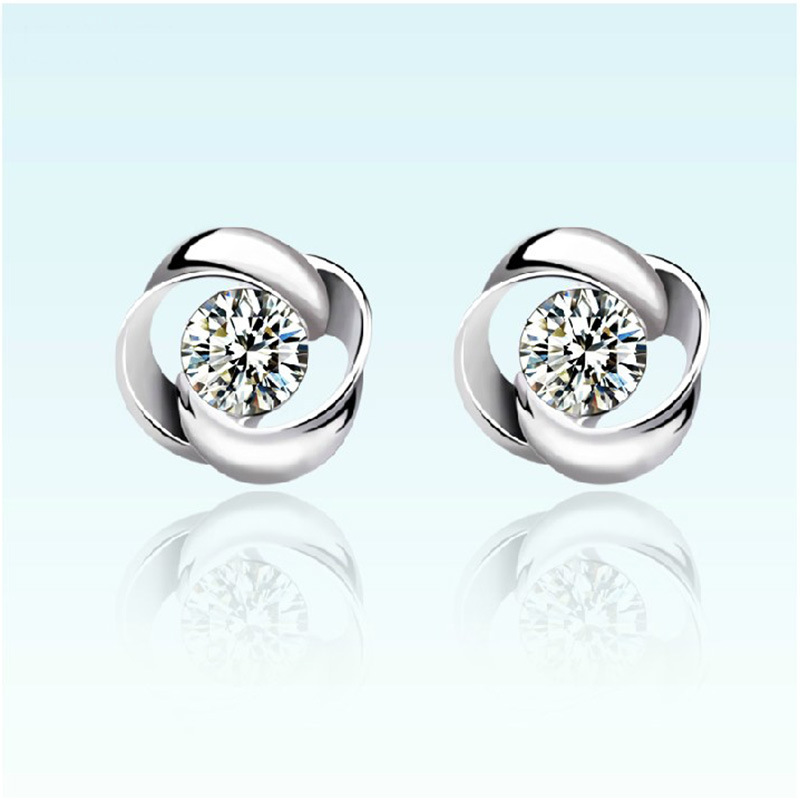 SS11002 S925 sterling silver diamond earrings retro style